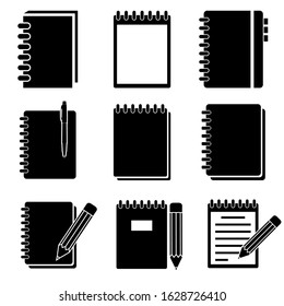 Notebook set icon, logo isolated on white background