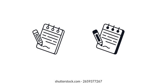 ícone de conjunto de blocos de anotações com fundo branco vetor stock ilustração
