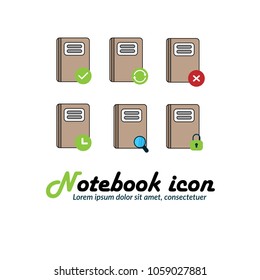 Notebook set icons.Vector illustration