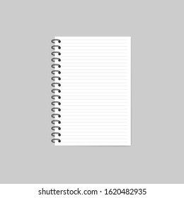 Notebook with shadow isolated on grey background 