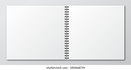 Portátil con sombra. Traducción de cuaderno de papel. Plantilla de bloc de notas aislado. Ilustración vectorial.
