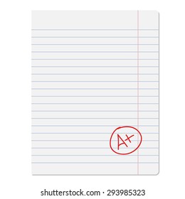 Notebook sheet assessment. Vector illustration