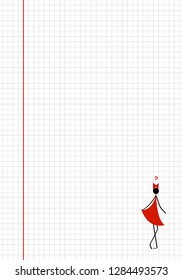 Notebook sheet in a cage. Background template. Vector illustration.