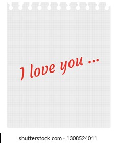 notebook sheet with a declaration of love