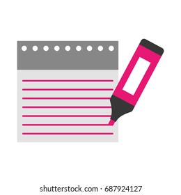 notebook sheet with highlighter pen