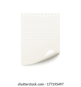A notebook sheet  isolated on white background . Vector illustration.