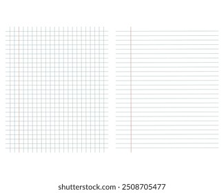 Notebook sheet lined page background, Vector illustration