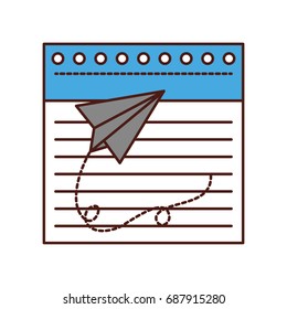 notebook sheet with paper airplane