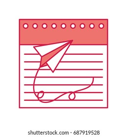 notebook sheet with paper airplane