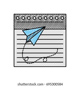 notebook sheet with paper airplane
