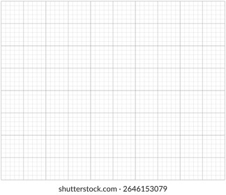 Notebook sheet printable blank or page. Squared grid paper. Black mathematics pattern. Typography layout to make notebooks production for school. Mesh graph texture on white. Education backdrop.