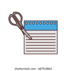 notebook sheet with scissor