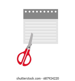 notebook sheet with scissor