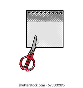 notebook sheet with scissor