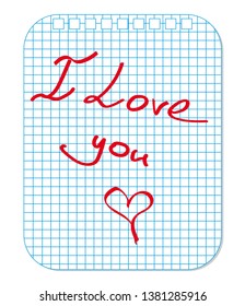 Notebook sheet which says I love you
