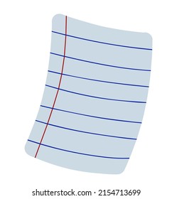 Notebook sheet. White blank page. Paper list from notepad. Flat cartoon icon