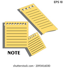 Notebook sheets, blank yellow pages with black lines, Memo, daily planner templates, notepad