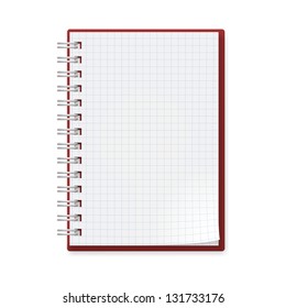 Notebook with sheets in a cage. Illustration on white background for creative design.