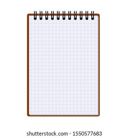 Notebook with sheets in a cage. Illustration on white background for creative design. Vector Illustration
