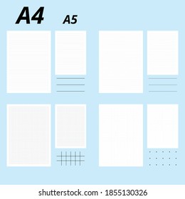 Notebook sheets templates. Format A4 and A5.