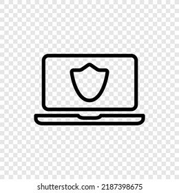 Notebook with sheild, protection simple icon vector. Flat design. Transparent grid.ai