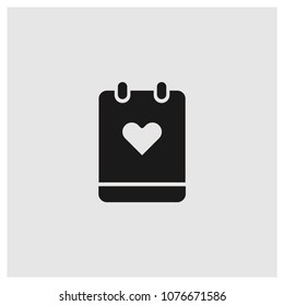 Notebook sign icon in trendy flat style isolated on grey background, heart symbol vector illustration for web