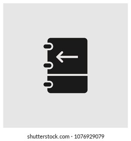 Notebook sign icon in trendy flat style isolated on grey background, left symbol vector illustration for web