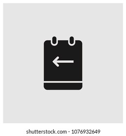 Notebook sign icon in trendy flat style isolated on grey background, left symbol vector illustration for web