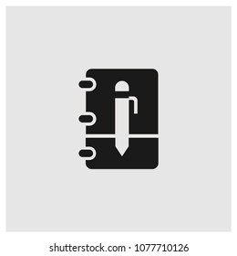 Notebook sign icon in trendy flat style isolated on grey background, pen symbol vector illustration for web