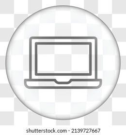 Notebook simple icon vector. Flat design. Glass button on transparent grid.ai