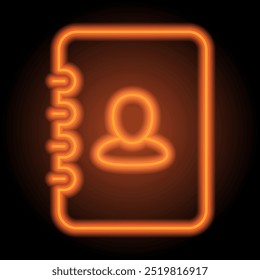 Notebook Simple icon vector. Flat design. Orange neon on black background.ai