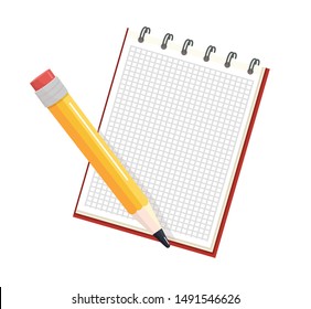 
notebook with simple pencil vector illustration