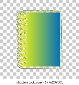 Señal simple de bloc de notas. Icono de degradado de azul a verde con cuatro contornos de ancho sobre fondo transparente elegante. Ilustración.