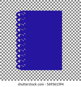 Notebook simple sign. Blue icon on transparent background.