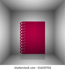 Notebook simple sign. Bordo icon with shadow in the room.