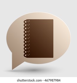 Notebook simple sign. Brown gradient icon on bubble with shadow.