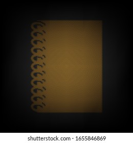 Notebook simple sign. Icon as grid of small orange light bulb in darkness. Illustration.