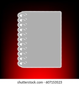 Notebook simple sign. Postage stam or old photo style on red-black gradient background.