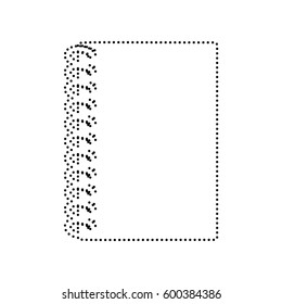 Notebook simple sign. Vector. Black dotted icon on white background. Isolated.