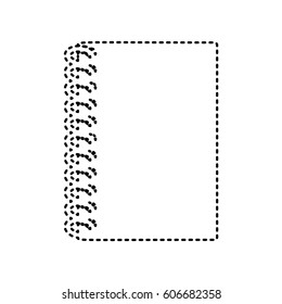 Notebook simple sign. Vector. Black dashed icon on white background. Isolated.