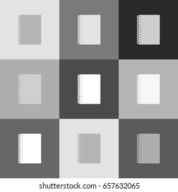 Notebook simple sign. Vector. Grayscale version of Popart-style icon.