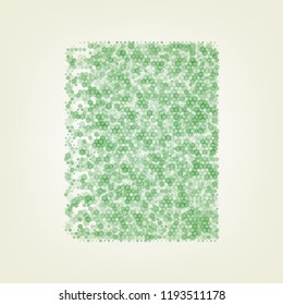Notebook simple sign. Vector. Green hexagon rastered icon and noised opacity and size at light green background with central light.