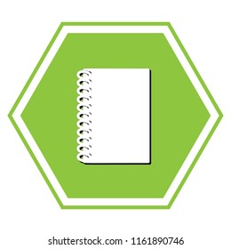 Notebook simple sign. Vector. White icon with black shadow at yellow green honeycomb on white background.