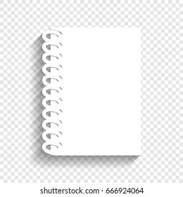 Notebook simple sign. Vector. White icon with soft shadow on transparent background.