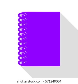 Notebook simple sign. Violet icon with flat style shadow path.