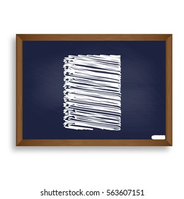 Notebook simple sign. White chalk icon on blue school board with shadow as background. Isolated.