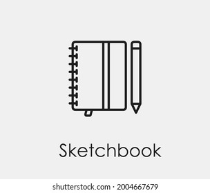 Notebook, sketchbook vector icon. Editable stroke. Symbol in Line Art Style for Design, Presentation, Website or Apps Elements, Logo. Pixel vector graphics - Vector