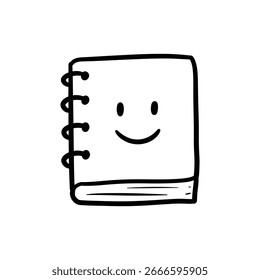 Notebook with smiley face symbolizing positive self reflection
