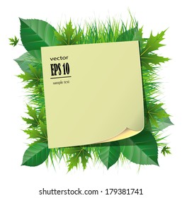 notebook with space for text, sticker on spring background