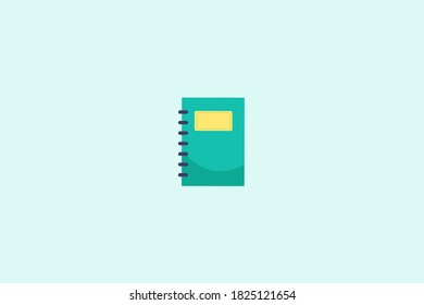 Portátil con encuadernador espiral y papel matemático. Libro abierto sobre ilustraciones de diseño de vectores de fondo azul 